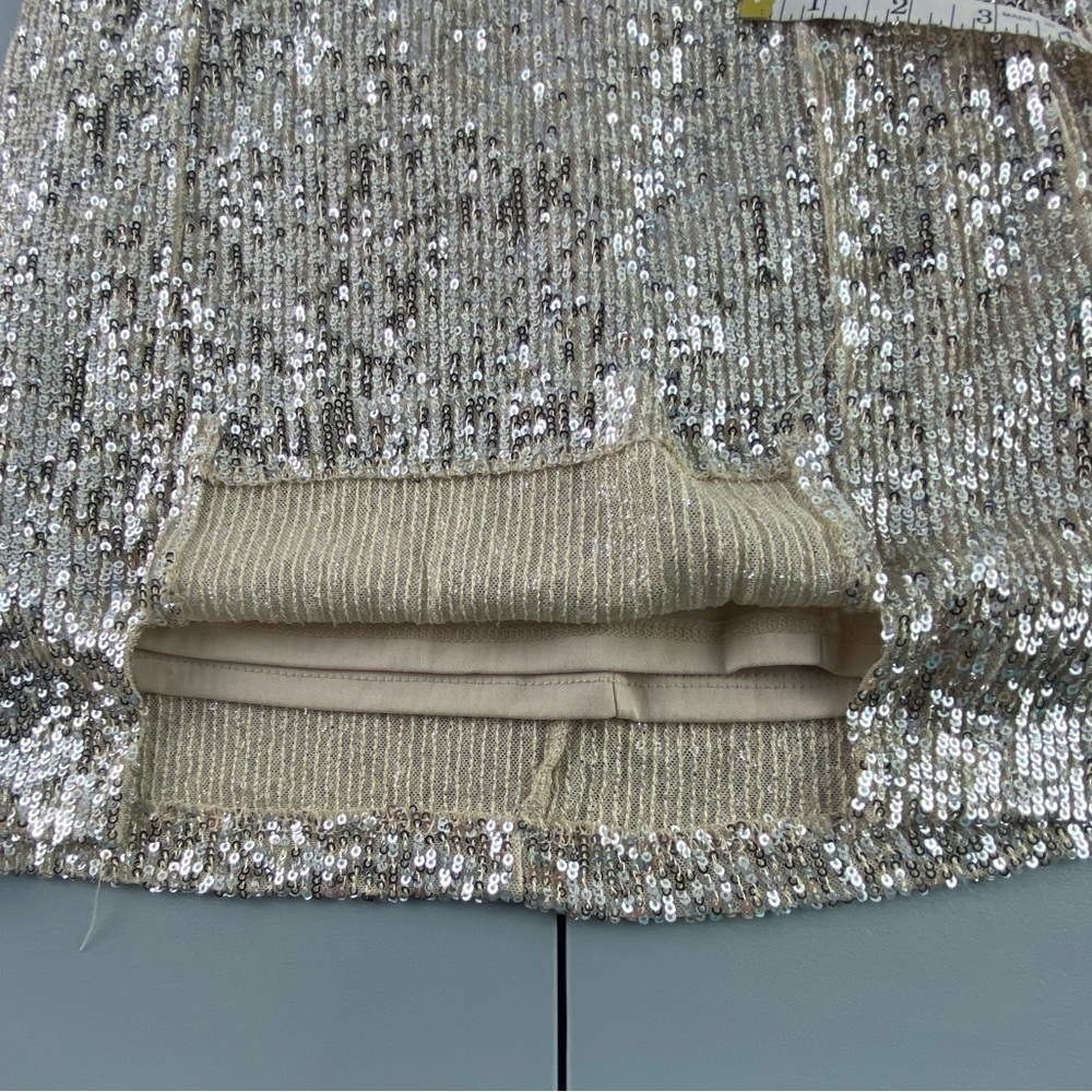 Love on a hanger silver sequin slit front mini skirt, 3 - Picture 4 of 10